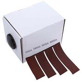 25mm x 6m Sandpaper Set with Dispenser for Wood Turning, Furniture Repair, Woodworking, Metalwork, Bodywork, 150, 240, 320, 400 Grit