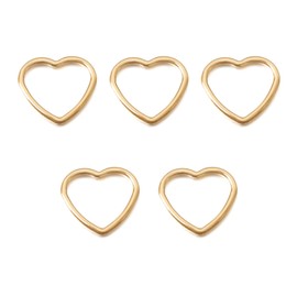 Craftdady 5Pcs Brass Heart Linking Rings Pendants 14K Gold Filled Open Back Bezel Frame Love Heart Charms Connectors Link Pendants for DIY Resin Crafts Jewelry Making