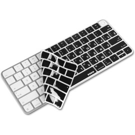 XSKN Shortcut and Language seriers Silicone Keyboard Cover Skin for 2021 New M1 Chip iMac Magic Keyboard with Touch ID A2449 with Lock Key A2450 Without Numeric keypad (Russian Black, US Version)