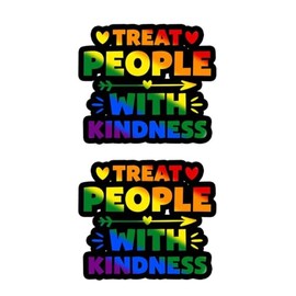 Bad Fish Custom Decals Treat People with Kindness Rainbow 2 Pack Gloss Vinyl Waterproof Indoor Outdoor for car, Laptop, Hard hat, etc
