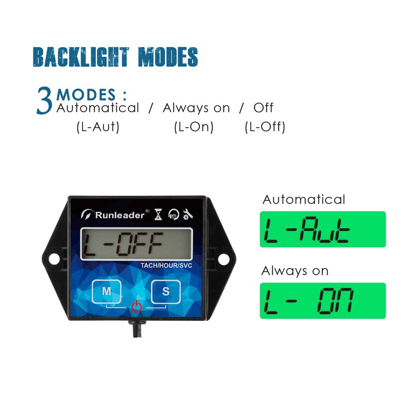 Runleader Backlight Hour Meter Tachometer, Maintenance Reminder, Battery Replaceable, User