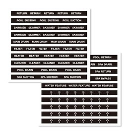 Swimming Pool Plumbing Identification Labels, Joyfulmap 20pcs UV Swimming Pool Labels for Pool Lines Pipes and valves Equipment, Easily Mark Different of Your System for Easier Identification, Black