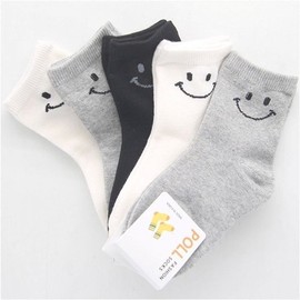 JQ 귀염 스마일 행복가득 아동 데일리 양말 묶음 5켤레 X ( 2매입 ) Cute Smile Happy Kids Daily Socks Bundle 5 Pairs X (2 Sets)