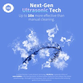 Shinchie Ultrasonic Retainer Cleaner – Auto-Adjust 39-48kHz Electric Cleaner for Aligner, NightGuard, Mouth Guard, Denture & More | Easy & Quiet