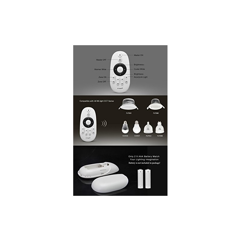 LGIDTECH FUT007 Mi.Light CCT WW+CW 4-Zone Remote Controller (Battery Not