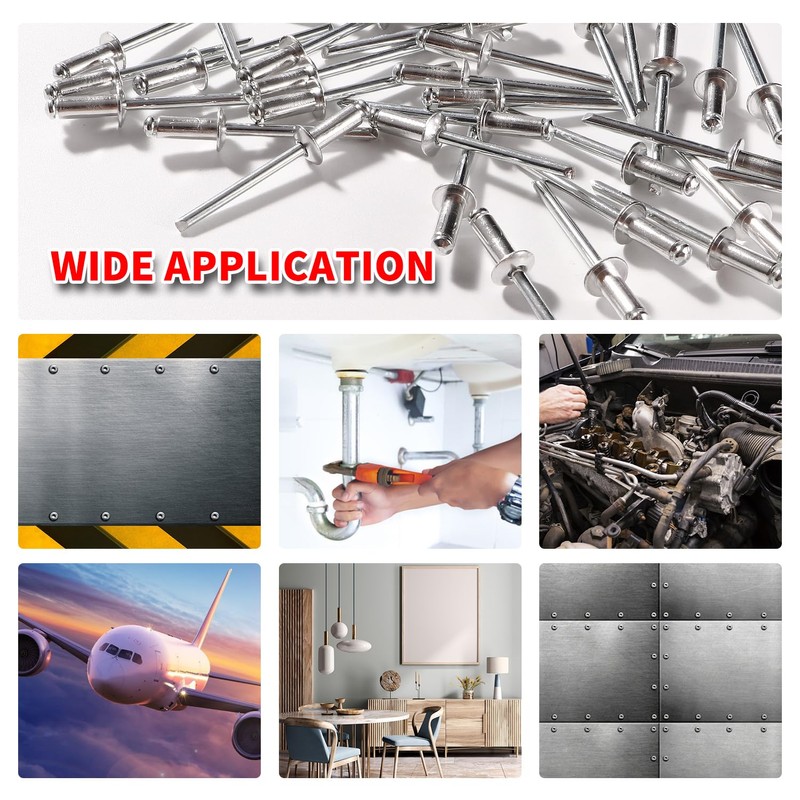 YIXISI 60 PCS M4.8x12 mm Dome Blind Rivet, Metal Rivets