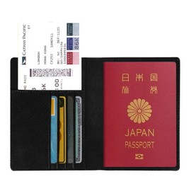 FUKUSHOP Passport Case Holder Travel Wallet Premium PU Leather Anti-Skimming for Overseas Travel Passport Cover with Multifunctional Storage Pocket Business Card Credit Card Air Ticket Travel Supplies (Black)