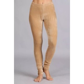 Chatoyant Plus Size Soft Velour Leggings Beige 3XL