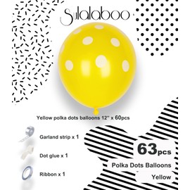 SULALABOO 63PCS Yellow Polka Dot Balloons 12 Inch Latex Helium Round Party Balloons Kit for Birthday Party Decorations