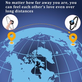 Long Distance Touch Bracelets,Vibration & Light up Couples Bracelets, Remote Smart Matching Bracelet Jewelry Sets for Couples Long Distance Relationship Girlfriend Boyfriend Xmas Gifts Black Pink