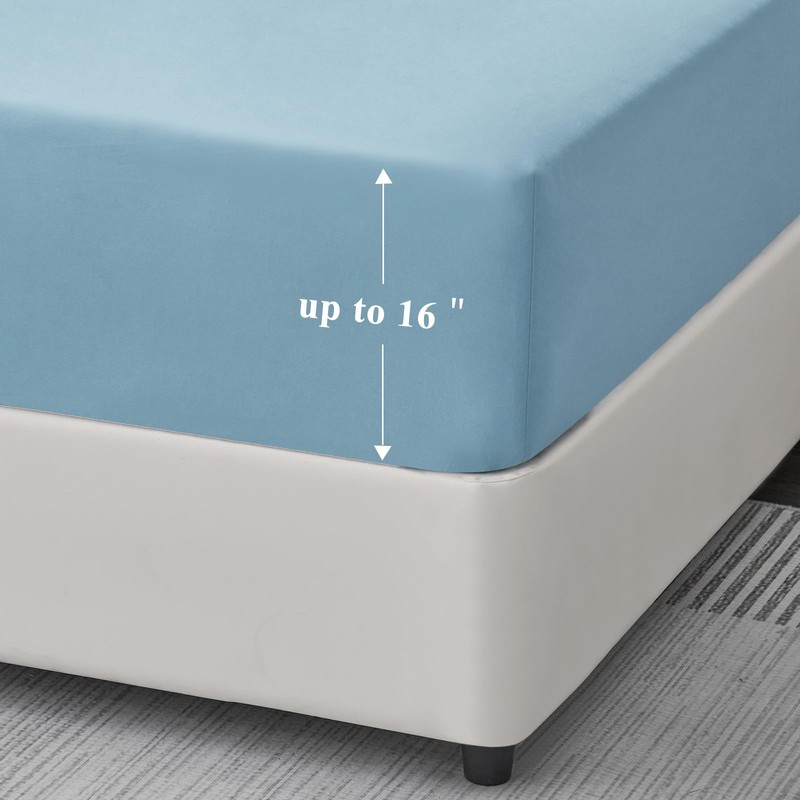 Aisbo Double Fitted Sheet Spa Blue - Extra Deep Pocket