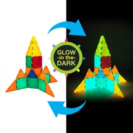 For PicassoTiles PicassoTiles 60 Piece Glow In The Dark 3-D Magnetic Building Tiles