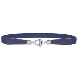 Syuer Womens 0.8" Width Skinny Elastic Waist Belt Stretch Cinch Belt Thin Belt (L-XL (31"-37"), Navy)