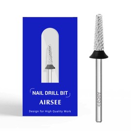 AIRSEE Tungsten Carbide Acrylic Nail Drill Bit Efile Electric File Machine Head Tip for Manicure Polishing Art Remove Gel 3/32" 2 Way Safety Use Ball Top Tapered Bit Cone Shape Extra Coarse-XC