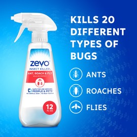 Zevo Flying Insect Killer Spray - Bug Spray for Home Use - Versatile Gnat, Mosquito, Fruit Fly Killer & More - with Rosemary & Cornmint Oil - for Indoor & Outdoor Use (3 Bottles)