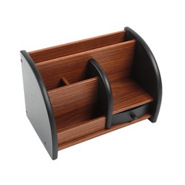 TaNeHaKi Pen Holder Desk Organiser Wooden Pen Holder Box Wooden Office Desk Organiser Drawers Pens Pencil Holder Wooden Desk Stand with Drawer Study Room