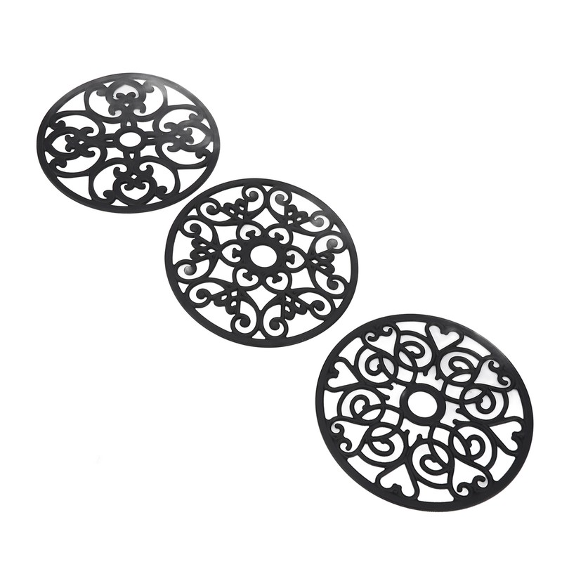 3pcs Modern Kitchen Trivets Waterproof Hollow Carved High Temperature Resistance