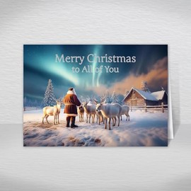 To All of You Christmas Card, A5 Christmas Card for All of You, Family, Friends Special Christmas Greeting Cards with a Christmas Wishes Greetings Verse Inside: Santa with Reindeer Christmas Card