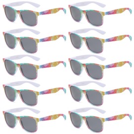Got Shades Wholesale Bulk Unisex 80's Retro 100% UV Sunglasses for Adults - 10 Pack - w/Flex Hinges