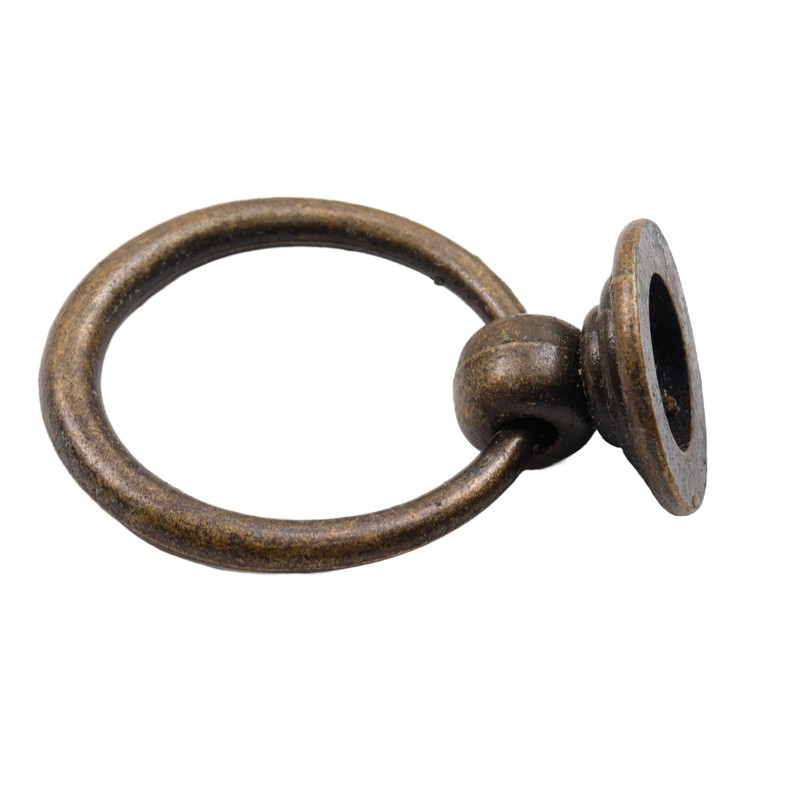 Pastlla 6 Pcs Metal Bronze Round Ring Drawer Pulls 1.38"