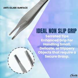 ADSON Forceps Tissue 1X2 Teeth ADSON Brown Forceps ADSON Dressing Forceps 4.75" Wide Handle Ridged Grip, Stainless Steel (Adson Brown - STR)