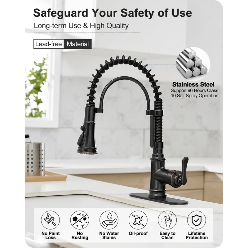 HOIGY 3 Modes Bronze Kitchen Faucet with Pull Down Sprayer,