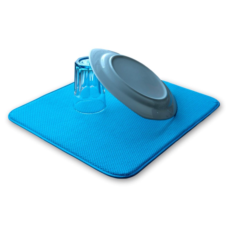 ELEXACLEAN Dish Drying Mat (Pack of 2, Turquoise/Green-Blue, 44 x