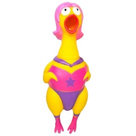 Zugar Land Big Rubber Chicken Collectible Mix 9.5" (Superhero) Fun Screaming Chicken for Parties and Giveaways (Superhero)