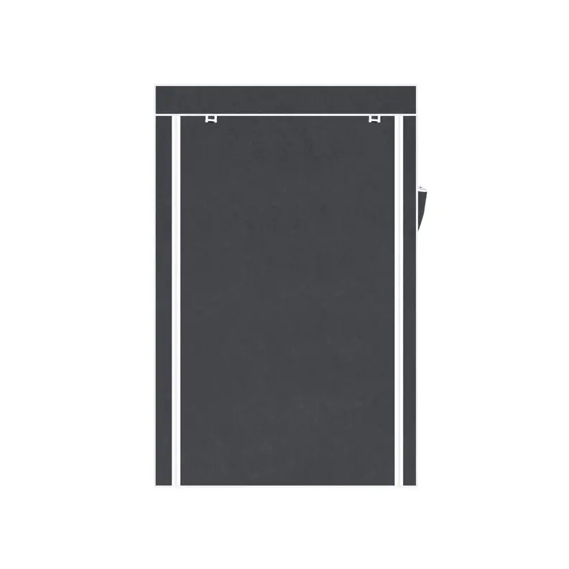 64\" Gray Portable Closet Storage Organizer with Shelves Wardrobe Clothes