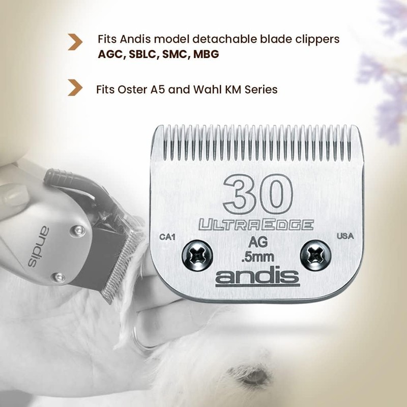 Andis Carbon-Infused Steel UltraEdge Dog Clipper Blade, Size-30, 1/50-Inch Cut