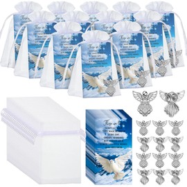 Inbagi 100 Sets Memorial Angel Pins Bulk Funeral Favors Includes 100 Angel Lapel Pin Brooches 100 Peace Dove Poem Cards 100 Organza Bags Memorial Sympathy Gifts Charms Presents for Guests Family Loss