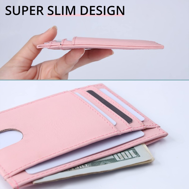 AMEHA Minimalist Slim Wallet for Men Front Pocket Genuine Leather