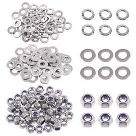 Swpeet 150Pcs Metric 304 Stainless Steel M6 Hex Lock Nuts and M6 Flat Washers with M6 Split Lock Washers Assortment Kit, Hex Lock Nut for Home Automotive Shop Use