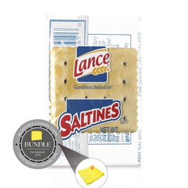 Lance Saltines Crackers (75 Packs) individually wrapped, 2 Cracker Pouches - Ideal for Snacks, Toppings, Dips, Soups, Salads & More - Perfect for travel, Picnics, Parties, Camping, Road Trips, Office Snacks - Bundle with The Grocery Guys Microfiber Clean