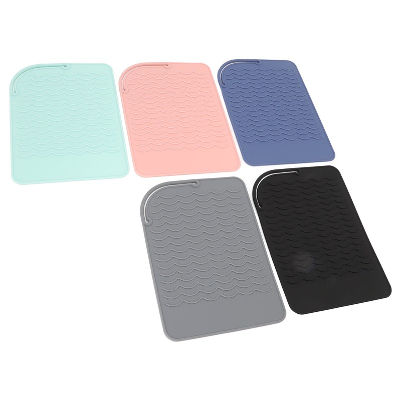 5Pcs Heat Resistant Silicone Mat Pouch for Curling Irons Hair