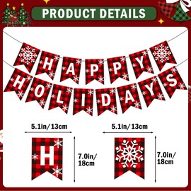 Happy Holidays Banner Buffalo Plaid Christmas Decorations Christmas Banner Happy Holidays Decorations for Christmas Buffalo Plaid Decorations Christmas Party Decorations