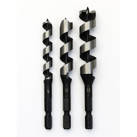 Takagi Earth Man Drill, For Carpentry, Hexagonal Shaft, Triangular Tip Type, 0.47, 0.6 inches (9, 12, 15 mm), Set of 3