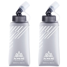 Azarxis TPU Folding Water Bottle Collapsible Soft Flask BPA-Free for Hydration Pack - Ideal for Trail Running Hiking Cycling Climbing Outdoor Sports (250ml/8.45oz - 2 Pack)