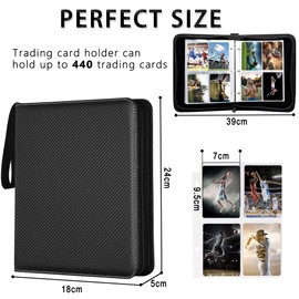 4 Pocket Trading Card Binder, 440 Double Sided Pockets PU Collection Binder, Premium PKMN Trading Card Holder, Card Folder for MTG, TCG, Sports Cards, Game Cards