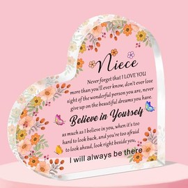 QMVMV Inspirational Gifts for Niece Acrylic Plaque Gift for Niece, Niece Gift from Auntie Uncle Birthday Gift for Niece Encouragement Graduation Gift for Niece