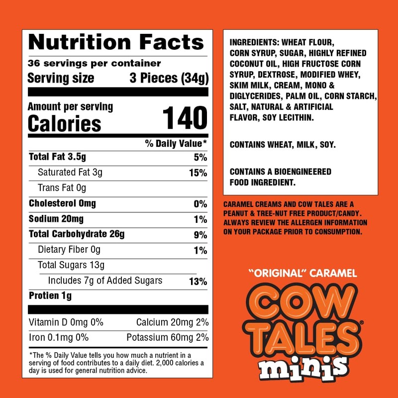 Goetze's Candy Caramel Cow Tales - 2.25 Pound Canister (36