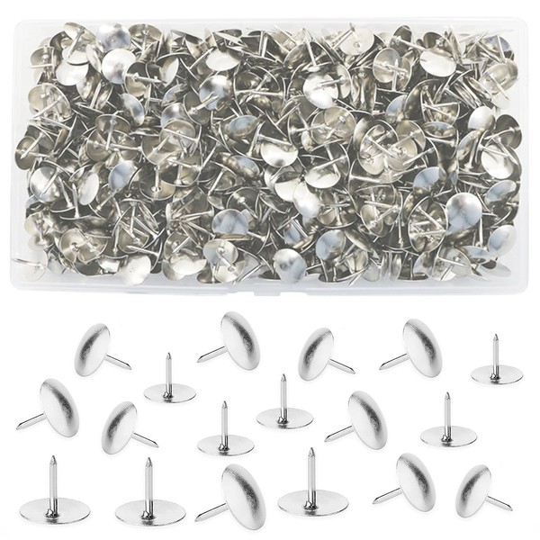 1000pcs Drawing Pins, BetterJonny 9.5mm Silver Push Pins Iron Thumb