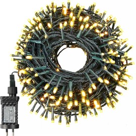 T Tersely 30M/300LED AU Plug String Fairy Christmas Lights, SAA Approved 31V Low Voltage 8 Lighting Modes, Timer Function, Indoor Outdoor Warm White Lamp Dark Green Cable for Tree Party Wedding Garden