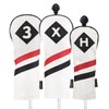 Majek Retro Golf Headcovers White Red and Black Vintage Leather