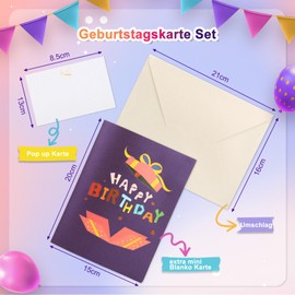 LIHAO Geburtstagskarte Frau Geburtstagskarte mit Musik und Licht Geburtstagskarten Pop Up Karte Geburtstag Mann Geburtstagskarte Happy Birthday Geschenk Bunt