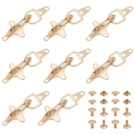 BENECREAT 8 Sets Alloy Clothing Accessories Coat Buckles, Shirts Dresses Shawl Lobster Clasp Clips with Rivet Cardigan Collar Clips for Coat Down Jacket Sewing Accessories, Golden