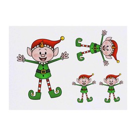 4 x 'Boy Elf' Temporary Tattoos - Water Resistant, Skin-Safe, Non-Toxic Transfers, Mixed Sizes (TO00014441)