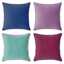 MONDAY MOOSE Decorative Throw Pillow Covers Cushion Cases, Set of 4 Soft Velvet Modern Double-Sided Designs, Mix and Match for Home Decor, Pillow Inserts Not Included (16x16 inch, Purple/Blue)