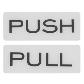 PATIKIL 1Set Push Pull Door Stickers, 2x4.7in Push and Pull Signs Plate Acrylic Vertical Self-Adhesive for Doors Glass Window Business Stores, Rectangle, Silver
