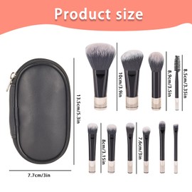 AWAVM Travel Makeup Brush Set,Makeup Brush Kit,10PCS travel makeup brush set with Storage Bag,Pouch Portable Travel Size Makeup Brushes for Foundation Brush Blush Powder (black)